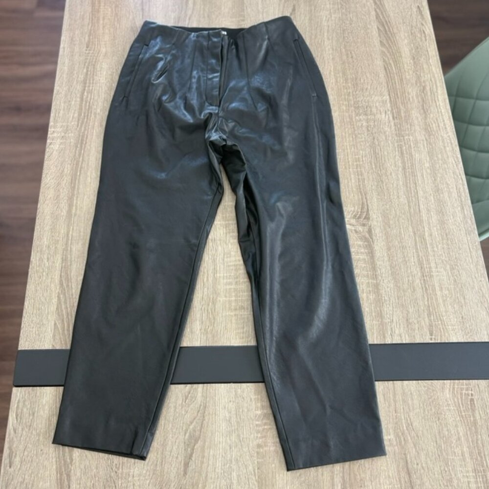 Express Black Faux Leather Pants Slim Fit Ankle Pants Edgy Chic